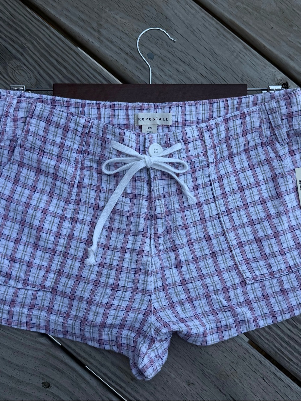 Aeropostale Pink Plaid Drawstring Athletic Shorts